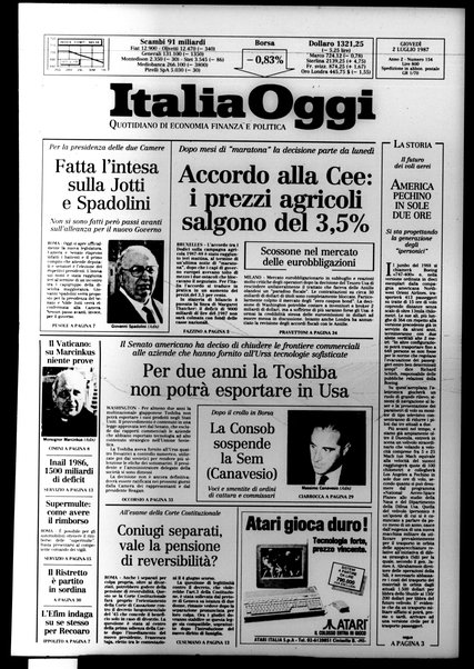 Italia oggi : quotidiano di economia finanza e politica